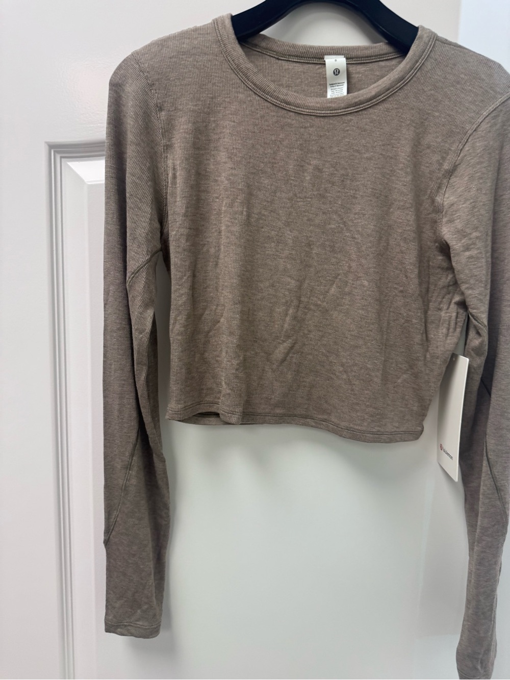 lululemon athletica Ribbed Long-Sleeve Crop Top - Taupe